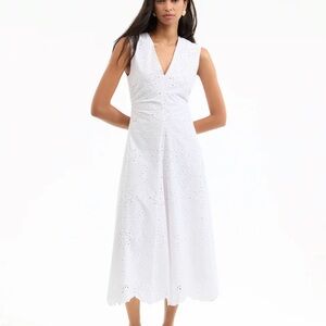 Veronica Beard Elegant White Eyelet Midi Dress